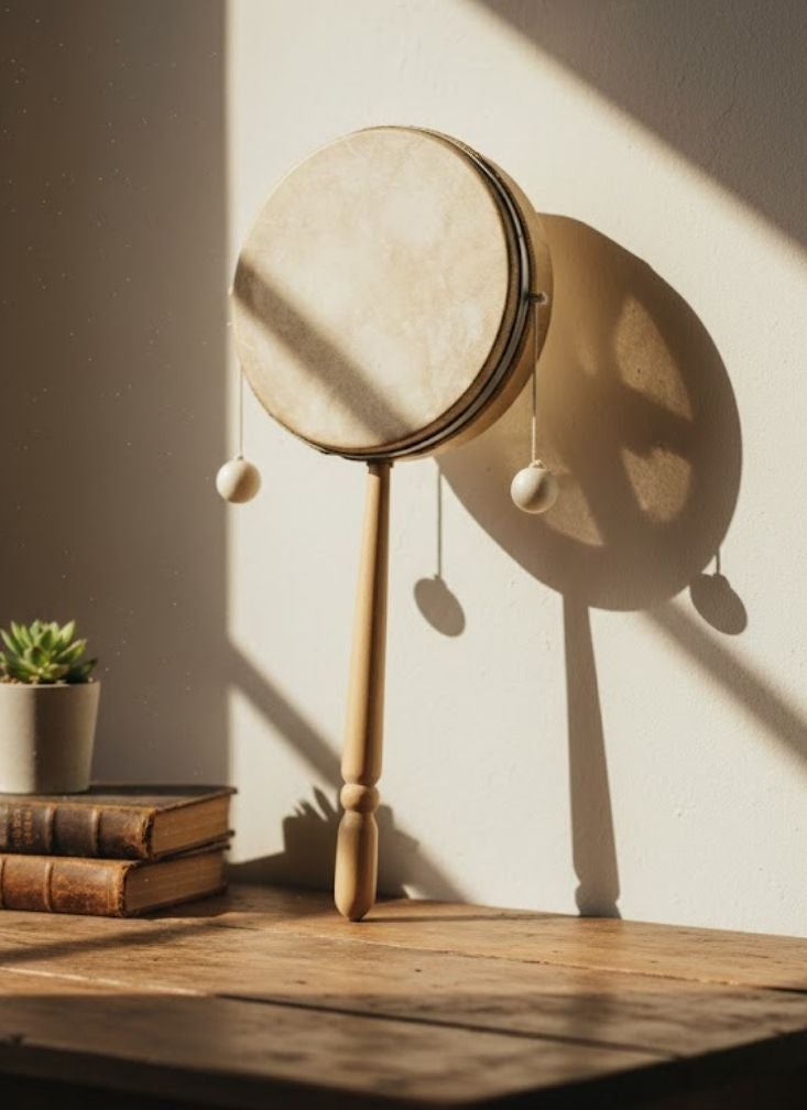 Premium Traditional Handheld Frame Drum with Wooden Handle – Cultural Percussion Instrument - Image 2